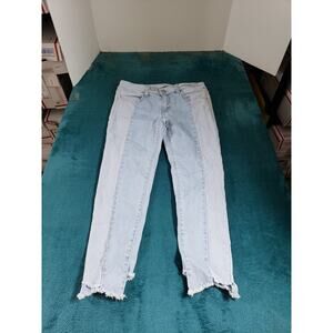 American Eagle Jeans Size 6 Womens Blue Pants Fray Hem Mid Rise Jegging Crop